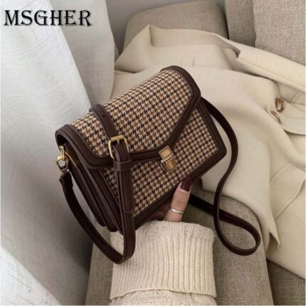 MSGHER Solid Color PU Leather Crossbody Bags For Women Chain Shoulder Messenger Bag Female Travel Lock Handbags