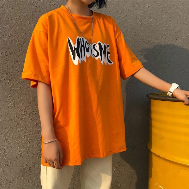 Men Letter And Figure Print Orange T-Shirts